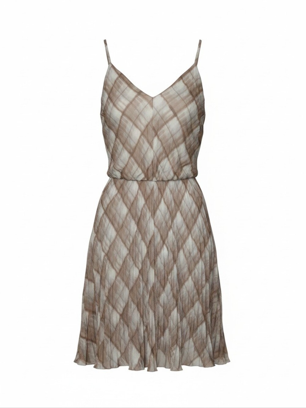 XS Vince Hazy Plaid Cami Midi Slip Dress Sun Taupe Tan Cream Beige Lightweight - Picture 2 of 5